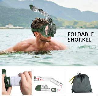 Diving Snorkel and Mask 2 in 1 Foldable 180 Degree Panoramic View Diving Mask with Free Breath Breathing System - Image 4